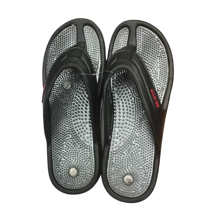 Acupressure Massage Slippers – Foot Reflexology for Blood Circulation (Black)